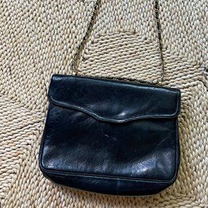 Vintage Morris Moskowitz Black Leather Purse Gold